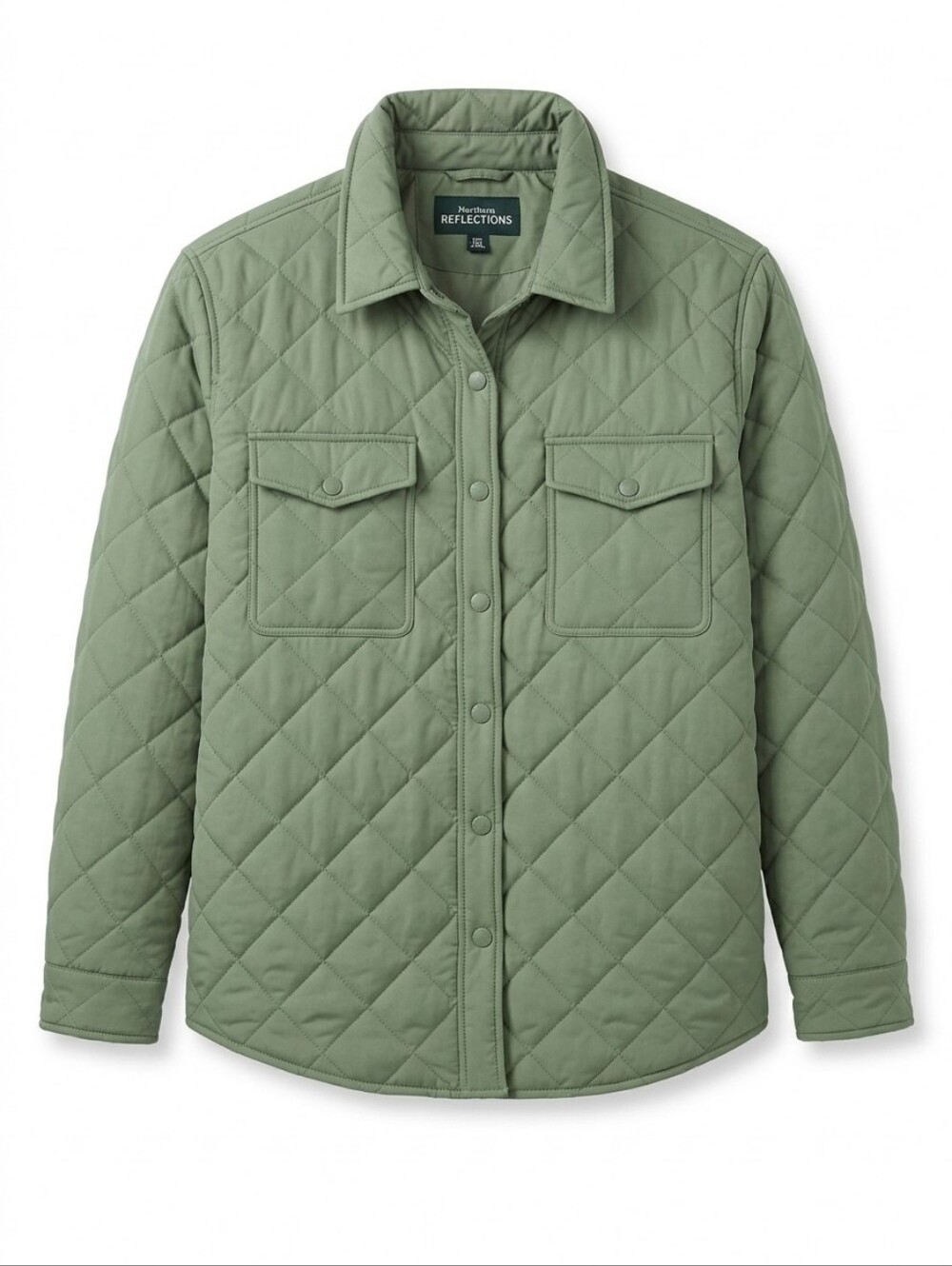 Northern Reflections Womens XXL Quilted Spring Shacket Jacket Plus SageGreen EUC